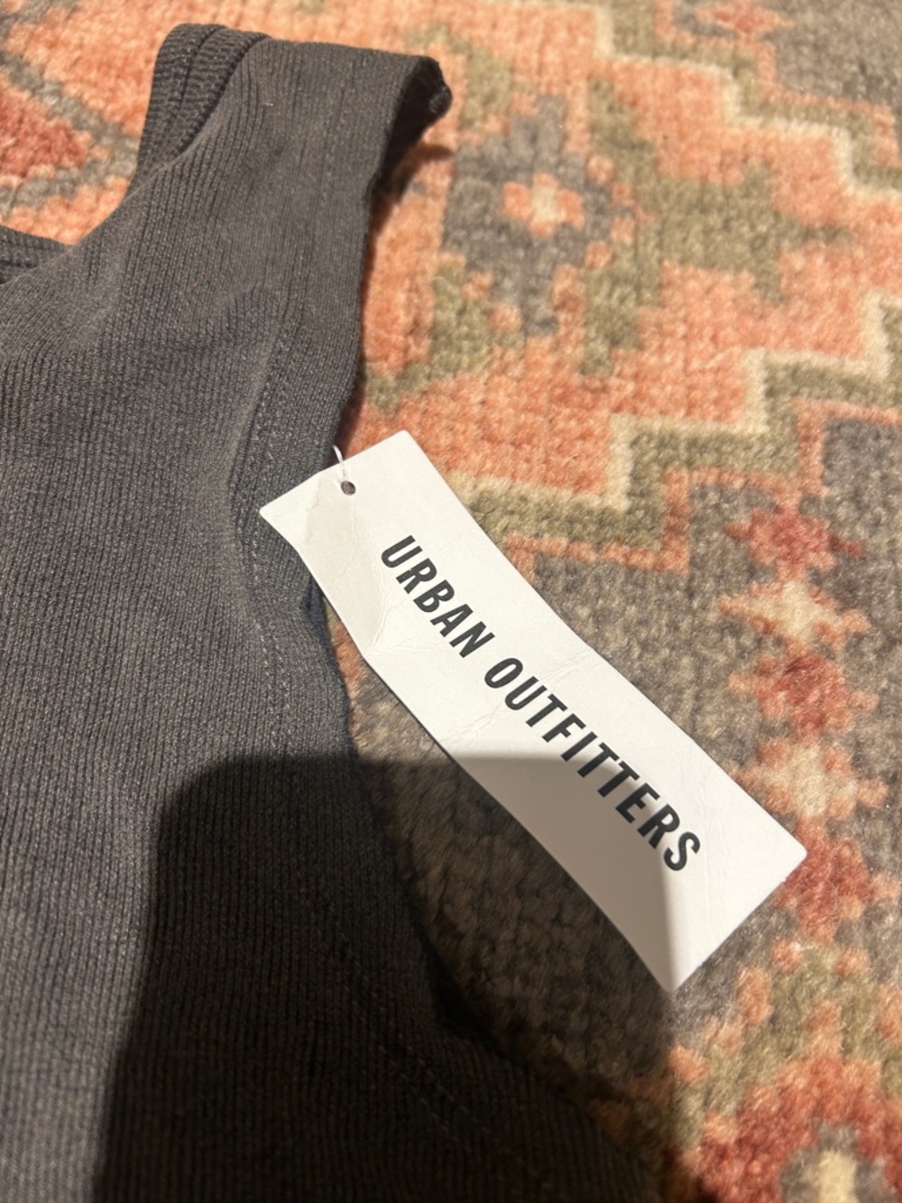 Urban Outfitters Charcoal Gray Ribbed Tank Top - Picture 3 of 4